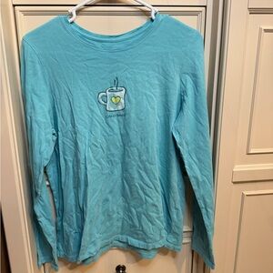 Medium Life Is Good Teal Long-Sleeve